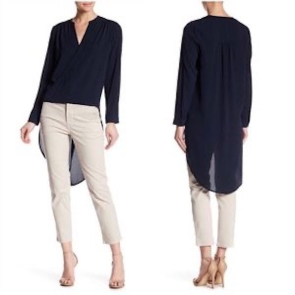 Catherine‎ Malandrino Navy Hi/Lo Draped Front Navy Tunic SZ-L - Picture 3 of 3
